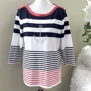 🌿Alfred Dunner Nautical Rhinestone Anchor